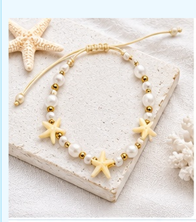 Wholesale Pastel Seashell Starfish Bracelet Adjustable Braided Cord Coastal Beach Boho Summer Ocean Jewelry Gift for Women